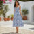 Lovito Vestido Boho Com Estampa Tribal E Amarração Traseira Vestido Feminino Para Verão/primavera L113MD302