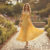 Lovito Refine Vestido Casual Amarelo Feminino com Pregas e Estrutura Primavera/Verão L138ED249