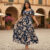 Lovito Plus Size Vestido Boho Floral Primavera Verão Azul Marinho Feminino LNE1032X055
