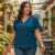 Lovito Blusa Feminina Elegante Plus Size Curva Com Zíper Para Verão Primavera LBL20142