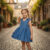 Lovito Refine Vestido Infantil Casual com Laço Azul para Bebê Primavera/Verão LNL115104