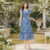 Lovito Refine Vestido Azul Casual Primavera Verão com Renda Laço e Babado Boa Textura LBL26329