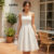 Lovito Refine Vestido Elegante, Liso, Drapeado, Verão/primavera, Para Mulheres LNE40249