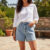 Lovito Shorts Jeans Casuais com Botões Simples para Mulheres L82AD168 (Multicolorido)