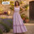 Vestido Feminino Boho Floral Roxo Claro Com Trança E Folho Vazado LR11LD027