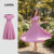Lovito Vestido Feminino com Pregas e Design Elegante para Primavera/Verão Cinza e Rosa L143ED270
