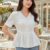 Lovito Refine Blusa Feminina Lisa Com Amarração E Botão Franzido L74ED234