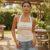 Lovito Blusa Casual com Amarração Traseira para mulheres Primavera/verão Pêssego L143ED166