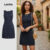 Lovito Vestido Feminino Azul Escuro Com Zíper Para Primavera Verão L137LD428