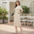 Lovito Vestido sofisticado com botões, bolso decorativo e zíper para Primavera/Verão em tom damasco L137ED271