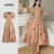 Lovito Vestido Boho com Babados em Tecido Retrô para Primavera/Verão Vestido Bege Claro LBL27224