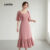 Lovito Vestido Sofisticado Feminino Rosa Com Bainha Firme Para Festa Primavera Verão L150AD1733