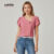 Lovito Camisa Assimétrica de Primavera/Verão Rosa com Botões Jacquard para Mulheres LBL27150