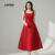 Lovito Vestido Feminino Vermelho Estampado Borboleta Modelagem Estruturada Para Festa Primavera Verão L154ED278