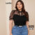 Lovito Blusa Plus Size Curva Feminina Tecido Liso Com Costura De Contas LBL17283