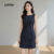 Lovito Vestido Feminino Com Zíper Azul Escuro Primavera/verão L137LD428
