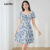 Lovito Vestido Feminino Casual Floral com Drapeado para Verão e Primavera L129AD1018
