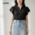 Lovito Blusa Casual Feminina Lisa Botões Babados Verão Primavera L129AD1030
