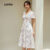 Lovito Refine Vestido com Zíper Floral para Primavera/verão Feminino LBL27238