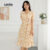 Lovito Vestido Feminino Assimétrico de Renda Elegante Coral Laranja Primavera Verão LBL26366