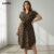 Lovito Vestido Curva Plus Size Casual Estampa Leopardo Com Cinto Verão Primavera LBL18615