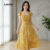 Lovito Vestido Casual Feminino Amarelo com Babados e Botões para Primavera/Verão L154LD348