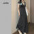 Lovito Refine Vestido De Renda Feminino Com Costura Em Tecido Liso LNA69139