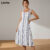 Lovito Refine Vestido Listrado Com Babados Para Verão Primavera Feminino LBL20522