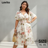 Lovito Vestido Elegante Plus Size Com Estampa Floral Para Mulheres LNL69102