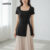 Lovito Blusa Feminina Casual Lisa Decote Aberto L121AD1187