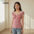 Lovito Blusa Vermelha Feminina De Renda Com Laço Primavera Verão L144AD157