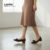 Lovito Refine Casual Arco Liso Retro Cabeça Quadrada Fundo Macio Confortável Ballet Plano Feminino LFA70275
