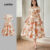Lovito Vestido Feminino Casual Estampado Floral Em Camadas Com Cinto Verão Primavera LBL24080