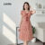 Lovito Vestido Elegante Natalino Laço Frontal Cores Contrastantes Primavera/Verão Vermelho Feminino L155ED725