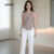 Lovito Blusa Sofisticada Assimétrica com Botões Clean de Primavera/verão em Marrom Mocha para Mulheres LB135LD400
