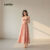 Lovito Refine Vestido Boho com Laço Toque Suave para Primavera Verão Mulheres L138ED375