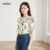 Lovito Blusa Casual Estampa Floral Amarração Costas Blusa Verão Feminina L121MD048