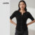 Lovito Camisa Feminina Preta Casual Manga Curta com Pregas para Primavera Verão L143ED206