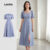 Lovito Refine Vestido Feminino Elegante Cruzado Verão Primavera LBL22497