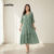 Lovito Refine Plus Size Vestido Curto Renda Lisa Casual Feminino LBL18876