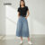 Lovito Jeans Casual para Mulheres com Bolso Simples Outono Inverno L117AD091
