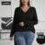 Lovito Camiseta Curva Plus Size Casual Assimétrica Lisa Para Mulheres LBL14568