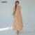 Lovito Vestido Feminino Casual Com Amarração Divisão Zíper Primavera Verão Laranja L140EDBR001