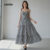 Lovito Refine Vestido Casual em camadas com costura de tecido guingão para mulheres LBL23755