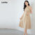Lovito Vestido Feminino Franzido Verão/Primavera L105MD531