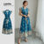 Lovito Refine Vestido Boho Verão Primavera Estilo Nacional Babados Bainha Verde Escuro Para Mulheres LR12L060