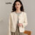 Lovito Blazer feminino com bolso e botão para outono inverno LNA29388 (Multi-cor)