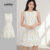 Lovito Refine Vestido Casual Feminino para Primavera Verão Off White L139AD372