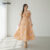 Lovito Vestido Feminino Casual Com Amarração Divisão Zíper Primavera Verão Laranja L140EDBR001