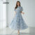 Lovito Vestido Feminino Casual Estampa Floral Botões L131LD1315